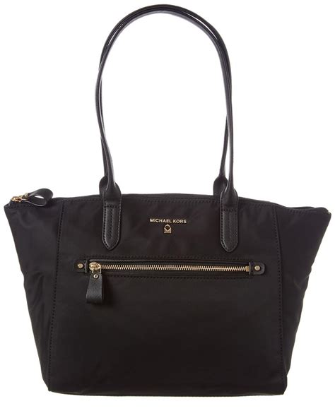 michael kors nylon kelsey large top zip tote black